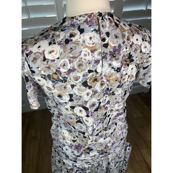 Vtg Liz Roberts Floral Chiffon Dress 14 16 Drop Waist 80s Short Sleeve Easter - Picture 8 of 11